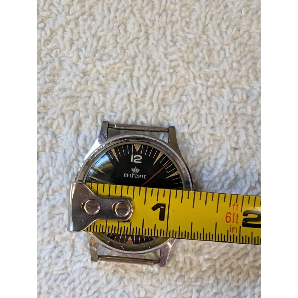 Vintage Belforte Broad Arrow Men's Watch Black Dial 34mm AS IS 17 Jewel - Picture 10 of 12